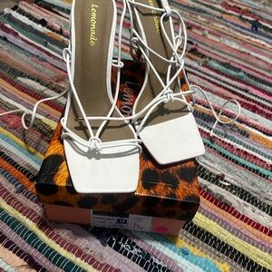 Lemon White Strappy Heels